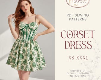 Patroon korsetjurk | Patroon bustierjurk | Damespatroon | Naaipatroon jurk voor dames | Renaissance-jurk | Naaipatroon