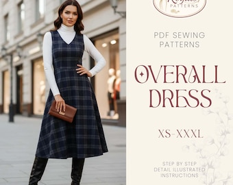 Overall Dress Pattern | Dress Sewing Pattern | Sewing Patterns | Women Dress Pattern | Women pattern | Bginner Dress Pattern, Pinafore Dress