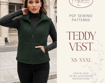 Naaipatroon teddyvest voor dames | Naaipatronen | Damespatroon | Naaipatroon jasje | XS-XXXL