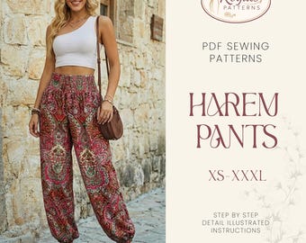Nina naaipatroon broek | XS-XXXL | Harembroek | Comfortabel broekpatroon | Ballonbroek | Naaipatroon voor beginners | Broek met hoge taille