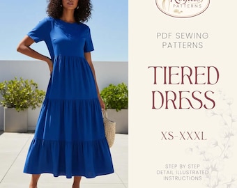 Tiered Dress Sewing Pattern | Dress Pattern | Sewing Patterns | Women Patterns | Casual Dress | Summer Dress | Comfy Dress | Womens Dress