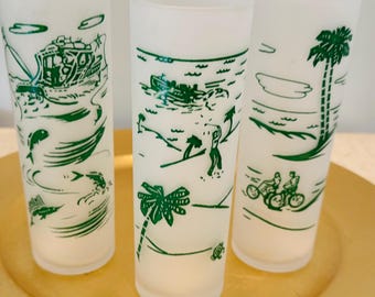 Vintage Libbey Frosted Tropical Cocktail Glasses
