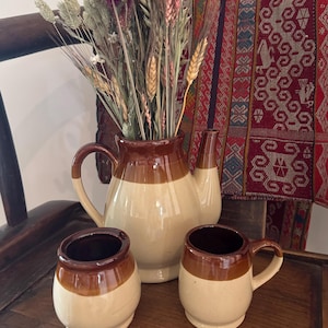 Vintage Salt Glaze Stoneware: Brown Coffeepot Set