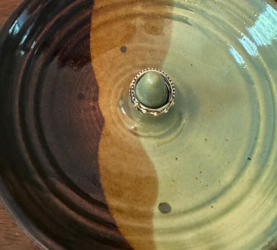 Signed Studio Art Pottery Ring Dish View 3