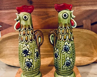 Vintage Rooster Salt and Pepper Shakers: Made in Japan