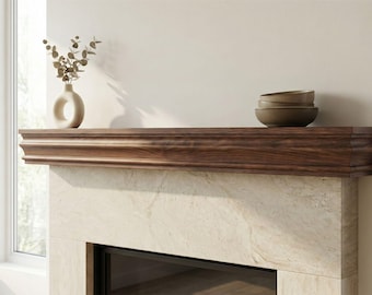 Solid Wood Fireplace Mantel Shelf – Handcrafted Rustic Floating Wood Mantel, Custom Length, Farmhouse & Modern Home Decor