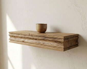 Reclaimed Chestnut Floating Shelf, Solid Wood Rustic Wall Shelf, Handmade Minimal Shelf, Fireplace Shelf, Sustainable Wood Decor