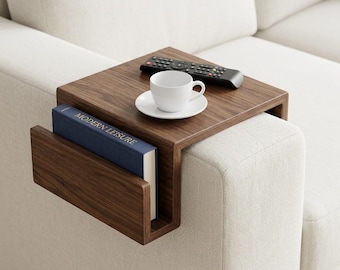 Couch Arm Tisch mit Zeitschriftenhalter, Holzsofa Armablage