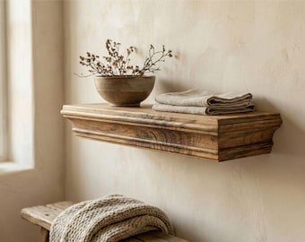 Rustic Farmhouse Floating Storage, Decorative Wall Mounted Shelf, Rustic Farmhouse Wall Shelf for Living Room Display, Entryway Storage