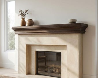 Wooden Floating Shelf -  Solid Wood Fireplace Mantel Shelf – Rustic Farmhouse Floating Storage, Decorative Wall Mounted Shelf