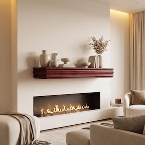 Estante flotante de madera maciza tallada a mano: estante de pared rústico decorativo para chimenea, sala de estar o entrada.