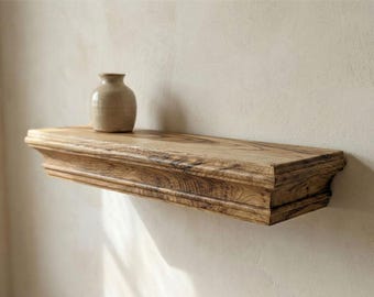 Solid Wood Fireplace Mantel Shelf – Rustic Floating Mantel, Custom Size, Rustic Farmhouse Floating Storage, wall mounted shelf