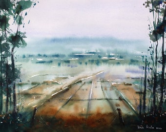 Original Farmland valley done in Watercolors