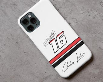 Charles Leclerc F1 Racing-telefoonhoesje, #16 met handtekening voor iPhone en Samsung