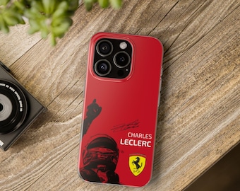 Charles Leclerc F1-telefoonhoesje, #16 Racing Design met handtekening voor iPhone en Samsung