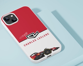 F1 Charles Leclerc-telefoonhoesje - vintage design met handtekening voor iPhone en Samsung