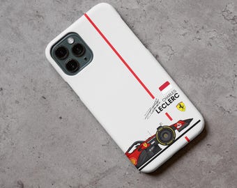 Charles Leclerc F1-telefoonhoes met handtekening en origineel ontwerp voor iPhone en Samsung