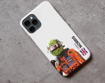 Telefoonhoesje Lando Norris racehelm, F1 mclaren-stuurprogrammaontwerp voor iphone en Samsung