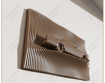 May include: A layered wooden wall art piece featuring a car design. The artwork is constructed from vertical wooden slats, creating a 3D effect. The text "DIGITAL FILE ONLY" and "DWG, DXF, SVG, PDF" are visible. The piece is mounted on a white wall.
