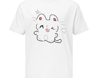 Kawaii Cat Graphic Tee - Weiches Baumwoll-T-Shirt, entzückender Tierdruck