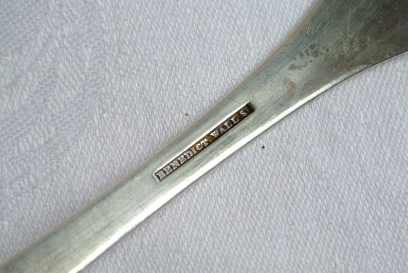 American Coin Silver Serving Spoon Benedict Wall St.