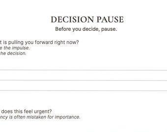 Decision Pause — a guided worksheet for clearer decisions