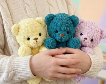 Patrón de osito de peluche amigurumi en PDF: tutorial de peluche de crochet, osito de peluche suave, regalo fácil de hacer, descarga instantánea