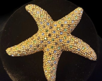 VTG Ciner Starfish Brooch Pin, Tropical Jewelry, Gift for Her, Birthday Gift, Designer Pin, Marine Life Jewelry, Luxury Brand Pin Brooch