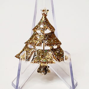 Vintage Christmas Pin Brooch, Gold Christmas Tree Pin, Vintage Holiday Jewelry