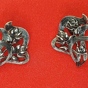 Tulip Earrings, Silver Pierced Earrings, Vintage AVON Earrings Pierced