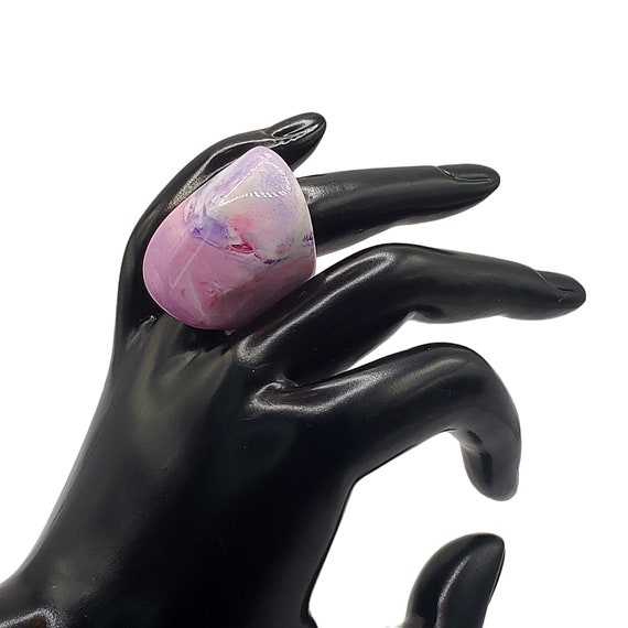 Show Stopper Big Ring, Large Pink Resin Statement… - image 7