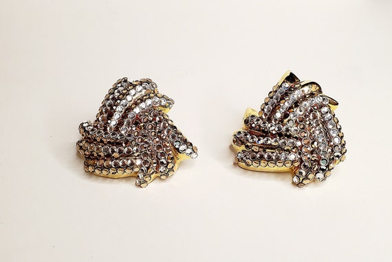 Big Statement Clip Earrings, Chunky Gold Clip Ear… - image 2