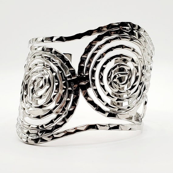 Asymmetrical Cuff Bracelet, Silver Modernist Cuff… - image 1