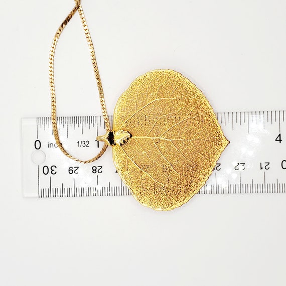 Gold Dipped Leaf Pendant Necklace, Gold Skeletal … - image 5