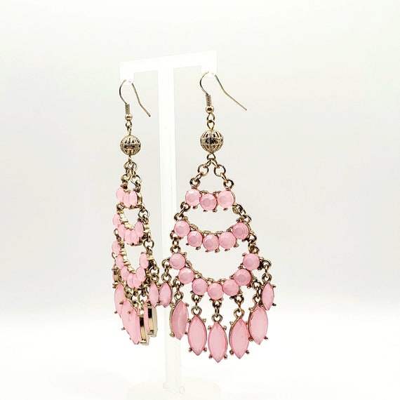 Pink Chandelier Earrings,  Extra Long Dangle Earr… - image 6