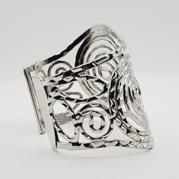 Asymmetrical Cuff Bracelet, Silver Modernist Cuff… - image 3