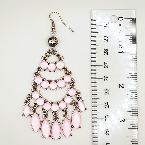 Pink Chandelier Earrings,  Extra Long Dangle Earr… - image 8