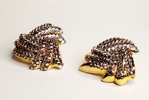 Big Statement Clip Earrings, Chunky Gold Clip Ear… - image 3