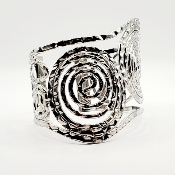 Asymmetrical Cuff Bracelet, Silver Modernist Cuff… - image 2