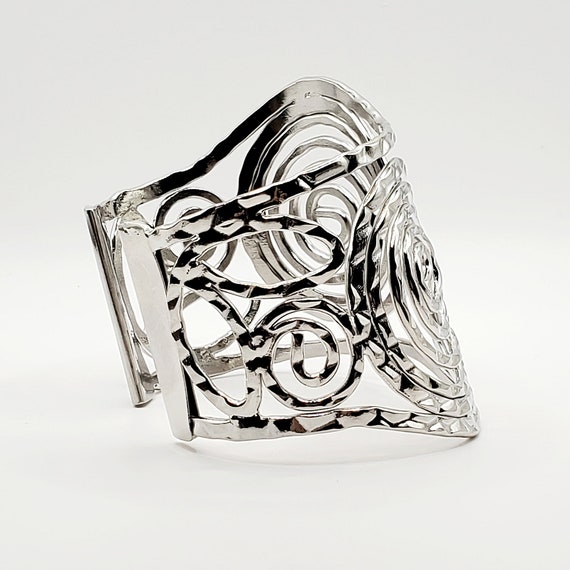 Asymmetrical Cuff Bracelet, Silver Modernist Cuff… - image 4