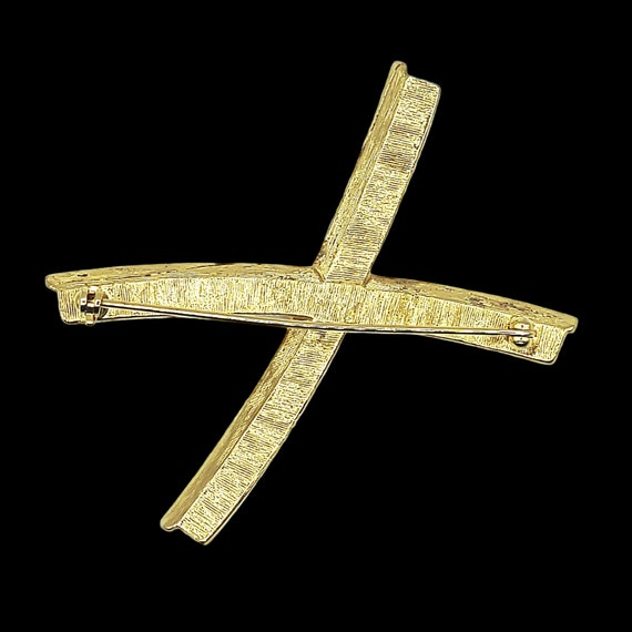 Large Clear Crystal Brooch Pin, Monogram "X" Pin,… - image 9