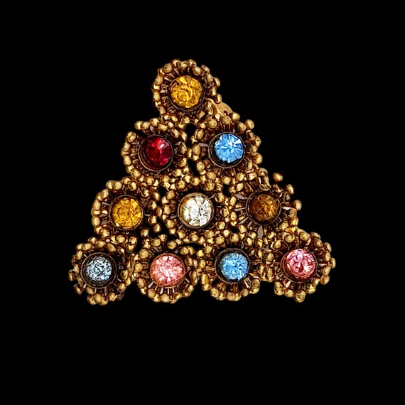 Antique Multicolor Rhinestone Christmas Tree Pin … - image 10