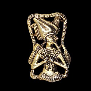 Egyptian Osiris Brooch Pin, Ancient Egyptian Gold Tone Osiris Brooch Pin