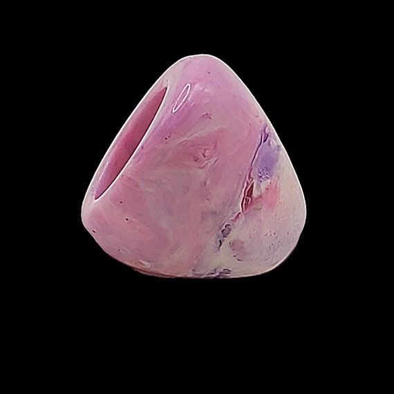 Show Stopper Big Ring, Large Pink Resin Statement… - image 6