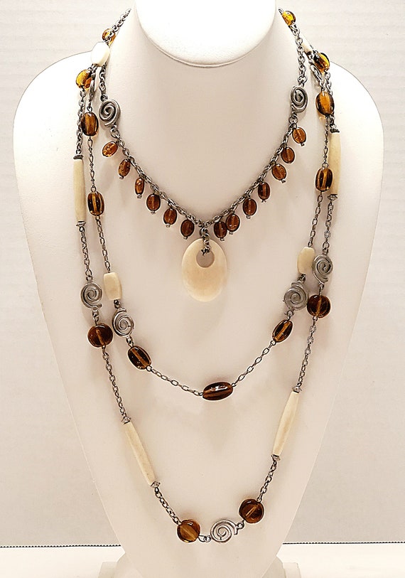 Vintage Layered Multi-strand Glass Bead Necklace, 