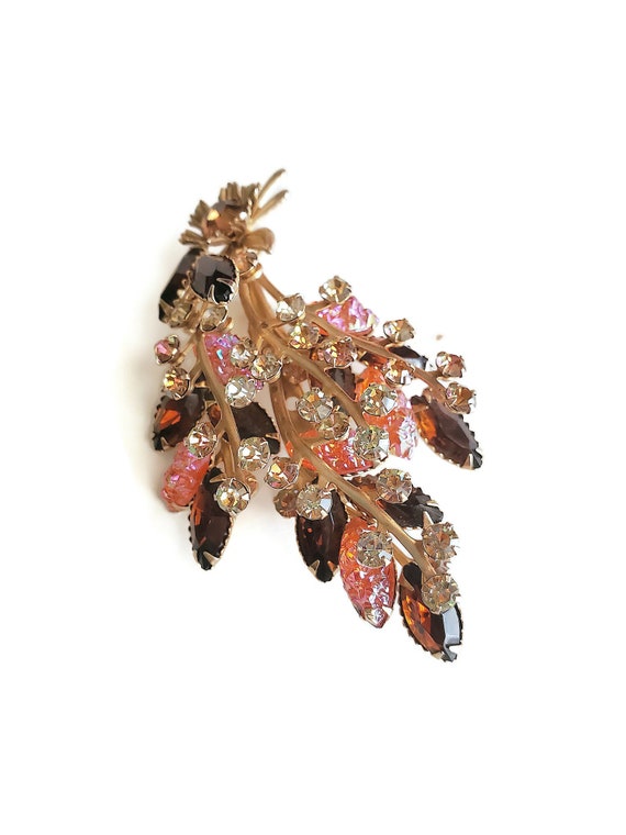 Vintage Estate Brown Topaz Rhinestone Brooch Pin,… - image 8