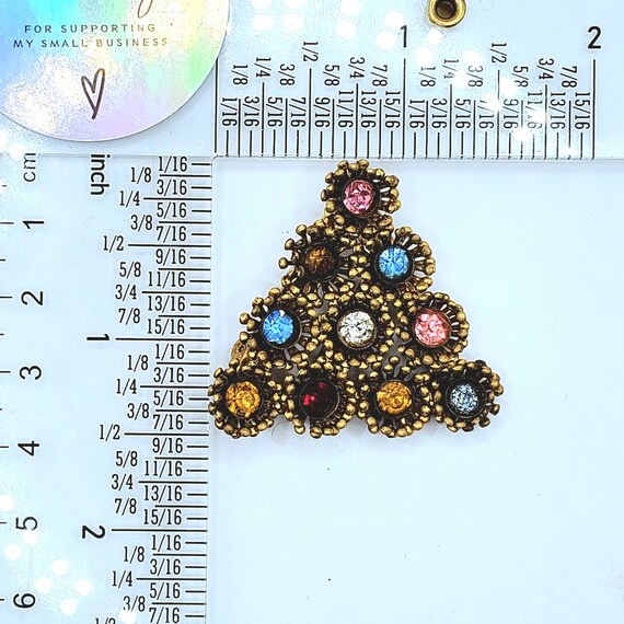 Antique Multicolor Rhinestone Christmas Tree Pin … - image 9