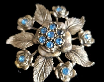 Little Nemo Blue Rhinestone Pin Brooch, LN/25 Viola Flower Pot Metal Brooch Pin, LN/25 1930s Pin Brooch