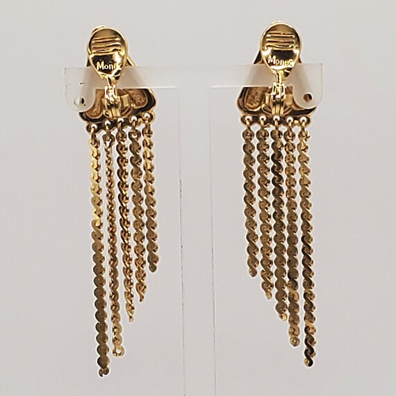 MONET Dangle Earrings,  Gold Dangle Fringe Earrin… - image 9
