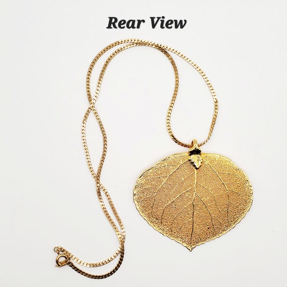 Gold Dipped Leaf Pendant Necklace, Gold Skeletal … - image 9
